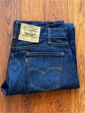 Vintage 90s Levi’s 505 Orange Tab Jeans W34 L32 Dark Wash Made in USA